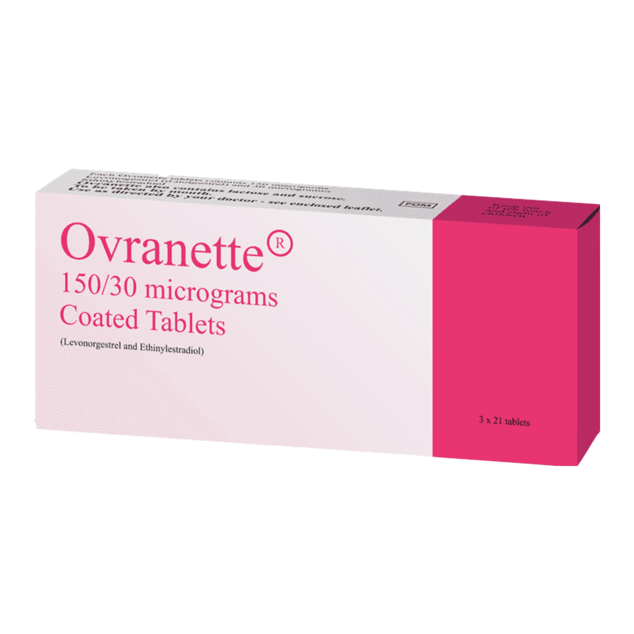 Box of Ovranette Tablets used for contraception