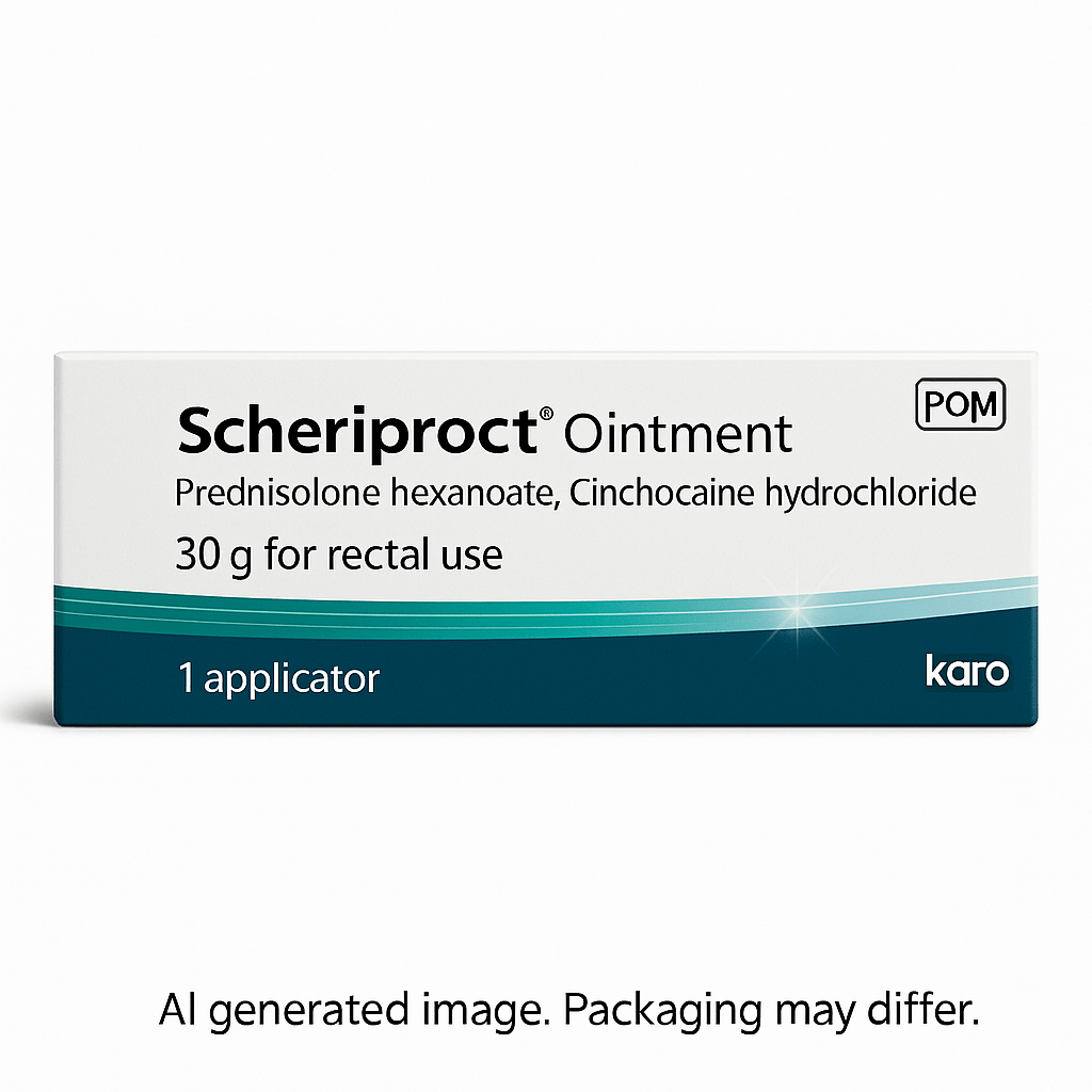 Tube of Scheriproct Ointment for treating haemorrhoids